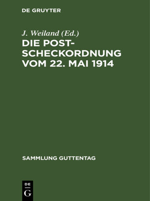 cover image of Die Postscheckordnung vom 22. Mai 1914